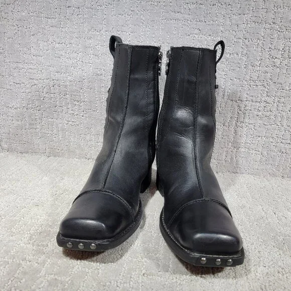 Mark Nason Mens 7.5 Black Dragon Rock Side Lace Up Square Toe Western Boots